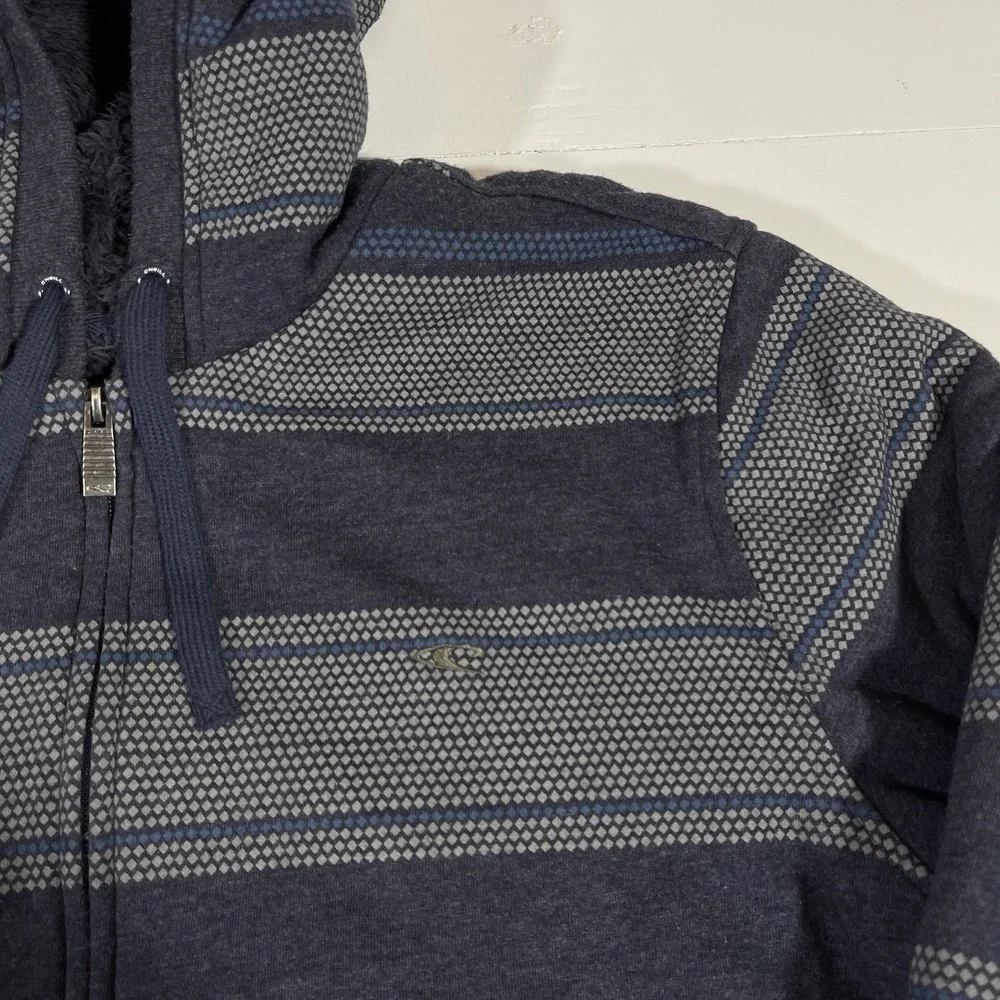 Vintage O'Neill Mens Y2K Thick Sherpa Lined Full Zip Hoodie Size L Skater Preppy
